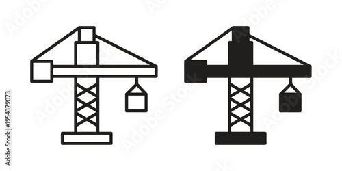 Construction crane icon. Vector linear icons. Editable stroke vector illustration