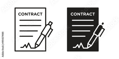 Contract icon. Vector linear icons. Editable stroke vector illustration