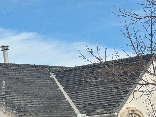 Принти на полотні Worn and deteriorating roof shingles showing need for residential repair and ins