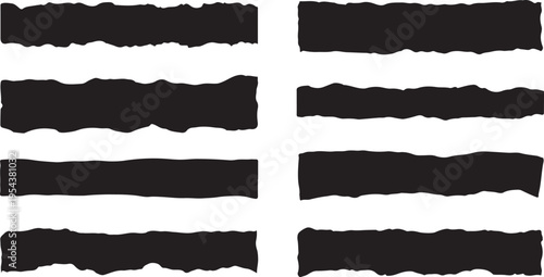 Set of black irregular rectangular shapes with rough and wavy edges