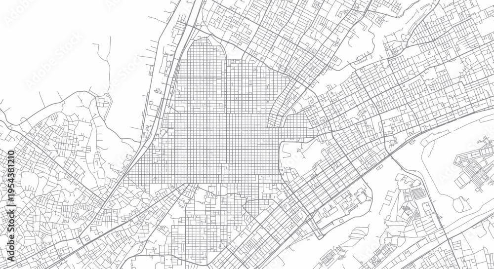 Obraz premium Aerial View of City Grid Map with Streets and Buildings, Urban Planning Concept