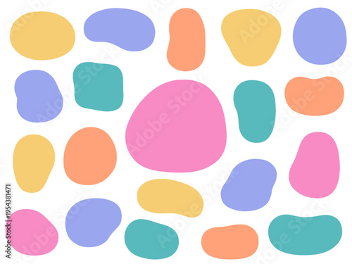 ゆるいフレームのベクターイラストセット。枠、流体シェイプ、楕円、曲線