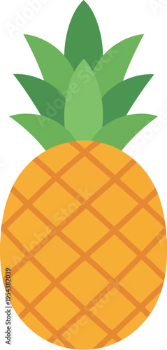 Flat Simple Style Pineapple Detailed Food and Beverage Tropical Fruit Illustration
