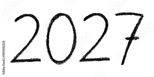 Hand drawn happy New Year doodle 2027 numbers Single element for calendar, card, banner, flyer, web, poster, design, decor