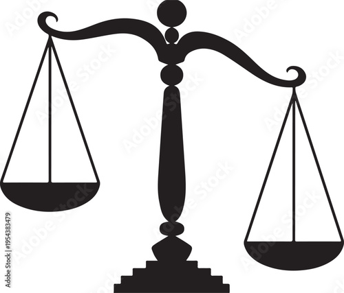 Black Silhouette of Scales of Justice Representing Law and Balance