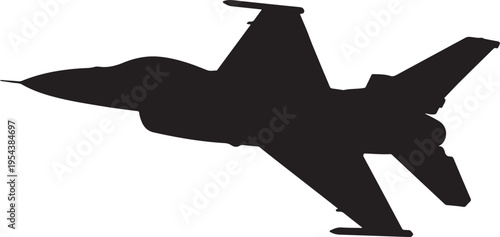 Silhouette of a Modern Jet Fighter Aircraft Isolated on White