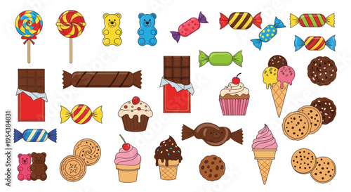 Assorted Candies, Cookies, Cupcakes and Ice Cream Cones Collection