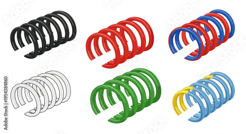 Colorful Metal Springs Collection: Black, Red, Blue, White, Green, Yellow