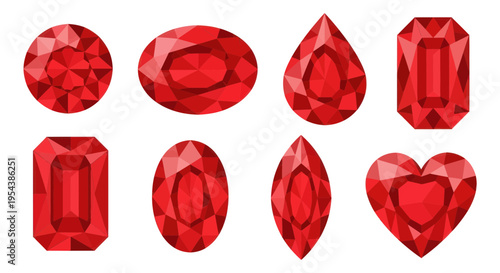 Collection of Red Gemstones in Various Cuts and Shapes - Ruby Jewels