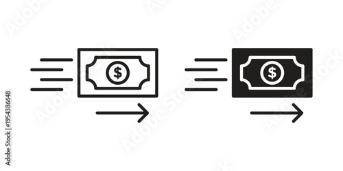 Money Transfer icon. Vector linear icons. Editable stroke vector illustration