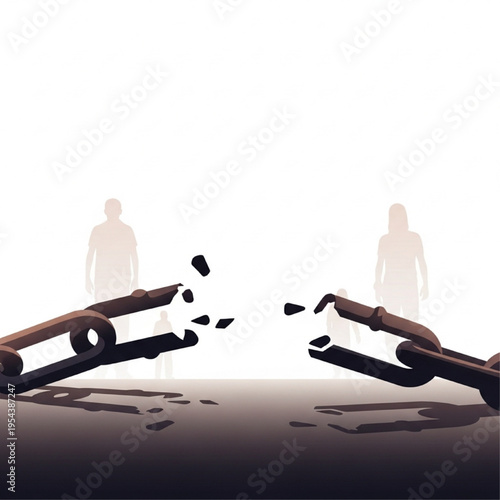 Broken Chains Vector Illustration Symbolizing Remembrance and Resilience