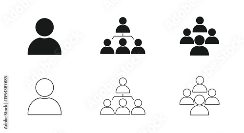 Business Team Hierarchy and User Profile Icon Set for Corporate Organization Human Resources Structure Management and Professional Social Network Networking Designs