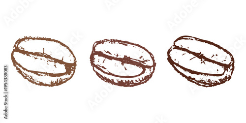 Set of hand drawn fresh roasted coffee bean Arabica robusta seed doodle Single element for design print packaging label decor