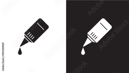 Medicine dropper icon with single liquid drop in clean monochrome flat design for pharmaceutical branding.