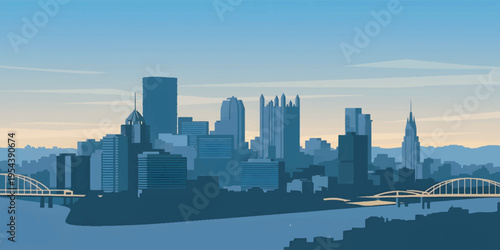 City Skyline with Tall Buildings.