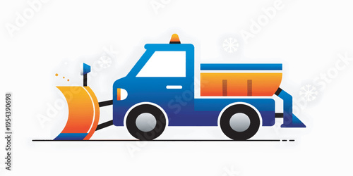 Blue Snowplow Truck with Orange Plow.