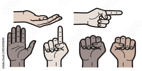Diverse hands in various gestures.