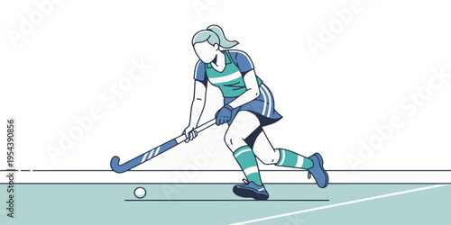 Female field hockey player in action.
