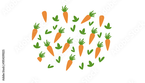 Carrot vector icons of orange vegetables with green leaves on white background