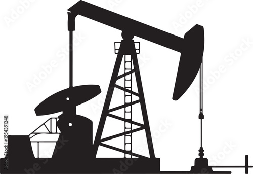 Silhouette of oil pumpjack, industrial equipment, oil extraction, pumpjack for crude oil, energy industry, petroleum extraction, technology, pump jack