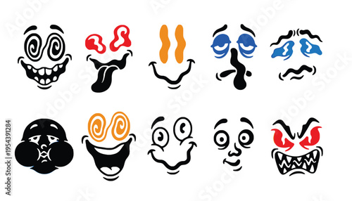 Emotion face vector icons set for digital design and user interface