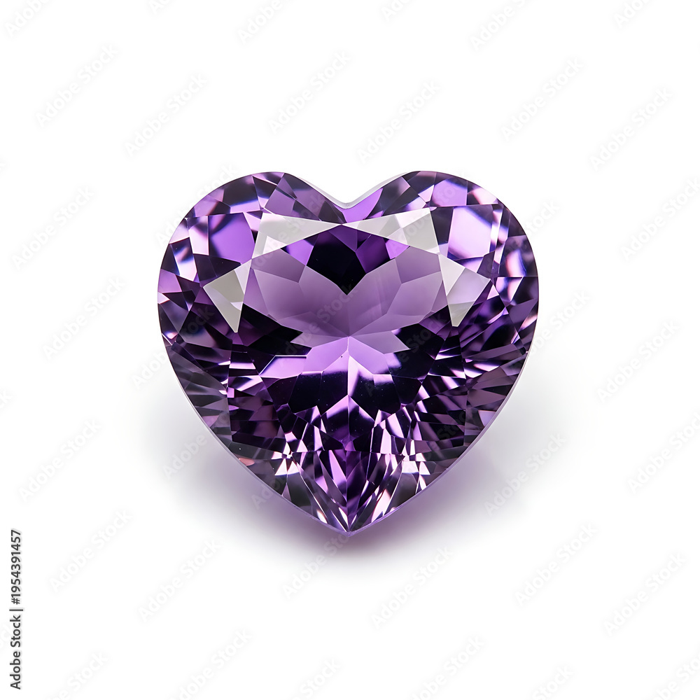 Fototapeta premium Heart shaped purple amethyst gemstone