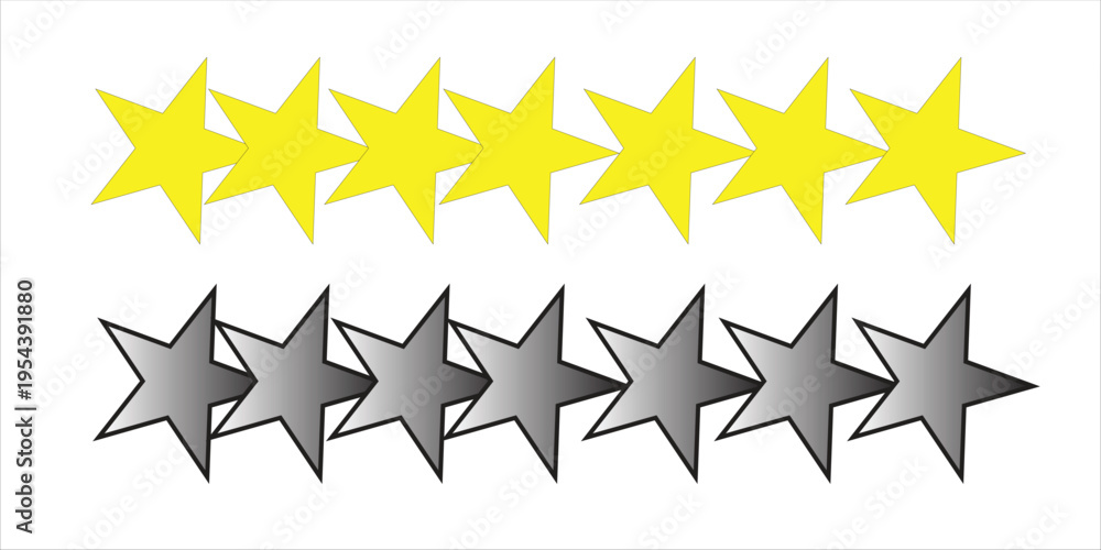 Fototapeta premium A graphic illustration of two rows of stars one yellow and one gray on a white background