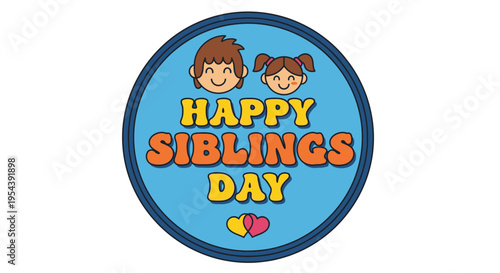 Happy Siblings Day Illustration with Children.