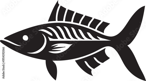 Black and white fish skeleton vector illustration eps silhouette