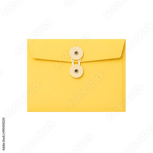 Yellow Envelope Folder with Button Closure Isolated on Transparent Background