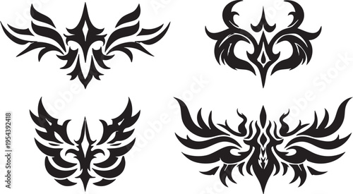 Tribal tattoo designs vector set: abstract ornament illustrations eps silhouette