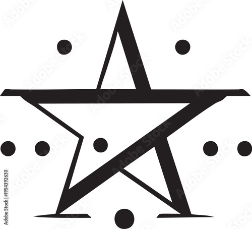 Black and white pentagram vector graphic - occult symbol illustration eps silhouette