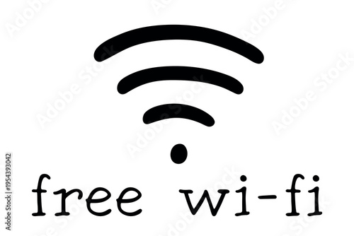 Hand drawn free wifi spot zone sign Public wi-fi area sign Wireless internet clipart in doodle style Single element for print, web, design, decor 3G, 4G, 5G, 6G, IoT