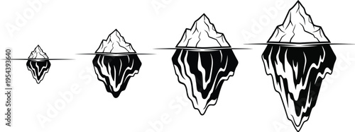 Iceberg metaphor for hidden business problems and underlying structure diagram