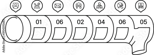 Business pipeline diagram with numbered steps and workflow process stages illustration