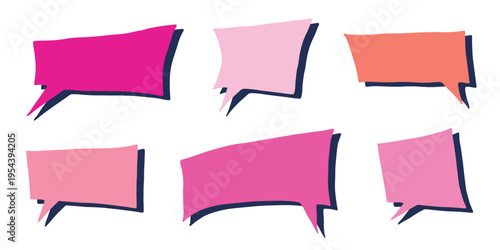 Set of hand drawn speech bubble Blank empty message box Textbox frame for banners, price tags, stickers, design