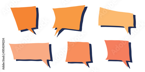 Set of hand drawn speech bubble Blank empty message box Textbox frame for banners, price tags, stickers, design
