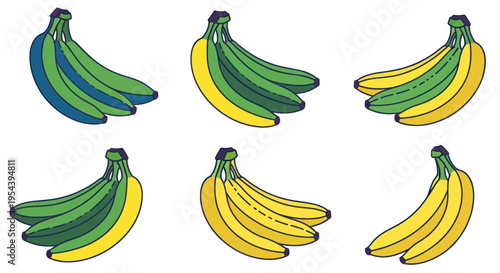 Unusual Banana Variety: Green and Yellow Fruit Bunches