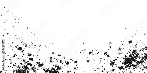 black Paint Brush Stroke with Horizontal Line Texture and Speckled Pattern. Abstract Grunge Stroke on White Background with Rough Edges and Distressed Effect