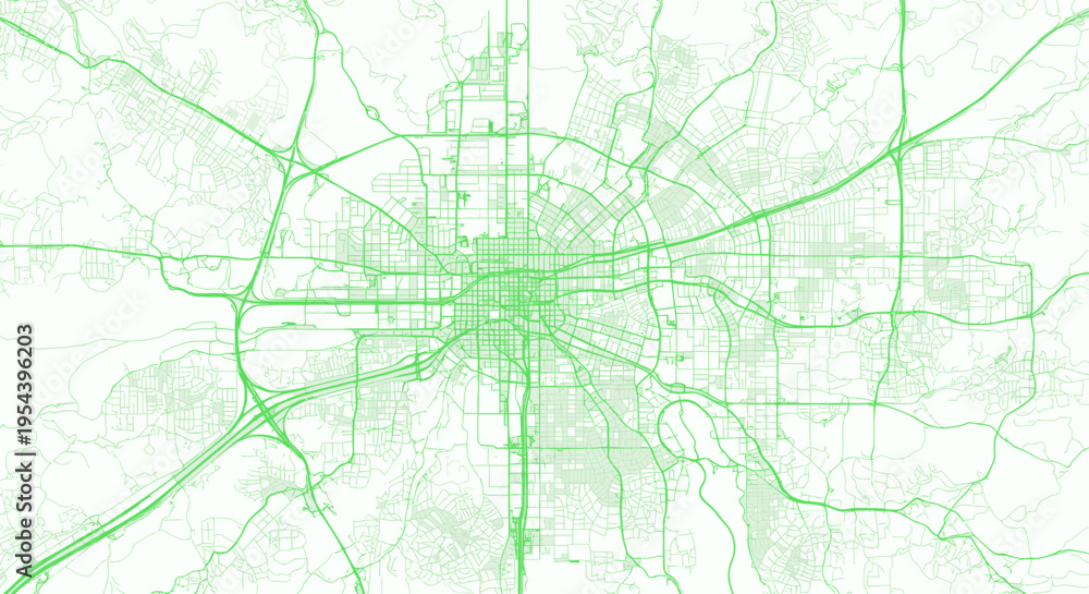 Obraz premium Green City Map Abstract - Urban Network and Infrastructure Visualization