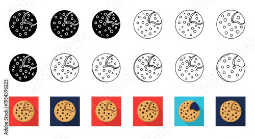 Moon phases icons, simple flat design, black and white, color backgrounds