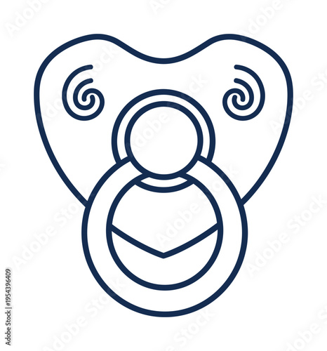 Vector icon of a simple symmetric pacifier with a circular nipple and two symmetrical handle loops