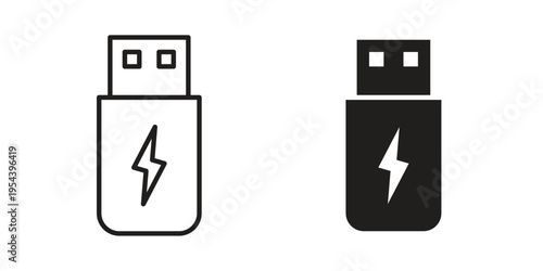 Usb icon. Vector linear icons. Editable stroke vector illustration