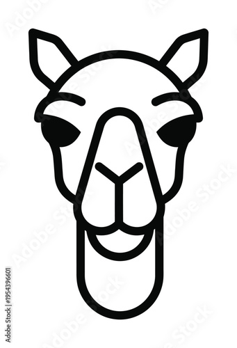 Vector of a camel's face with simplistic lines and bold outlines