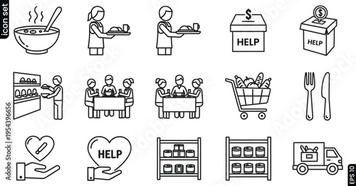 Food bank and donation illustrations