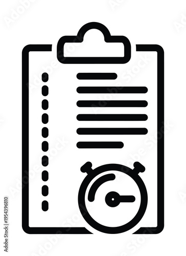 Vector of a clipboard with a paper sheet and a stopwatch attached to it