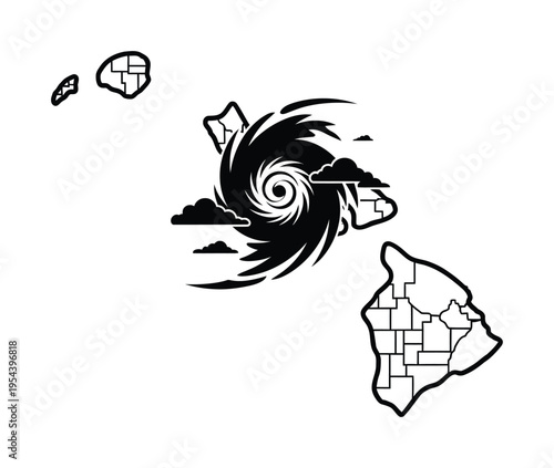 Vector of a hurricane approaching the hawaiian islands