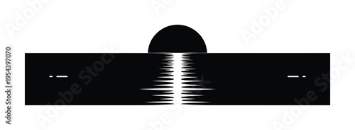 Serene vector of a sunset over a calm body of water with reflections