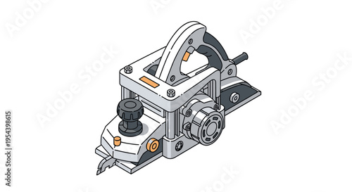 Handheld electric planer tool for woodworking is shown in a detailed isometric perspective on a clean white background.
