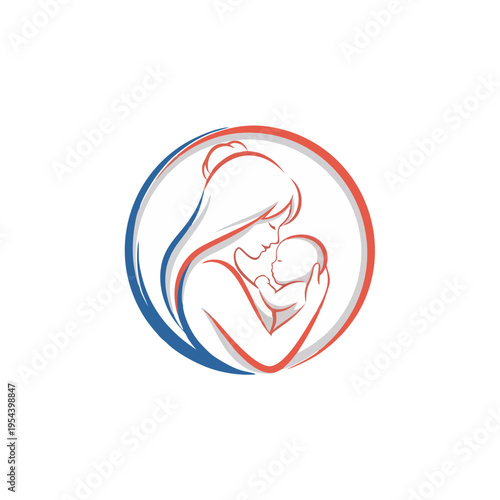 A mother tenderly holds her baby in a loving embrace within a circular frame.